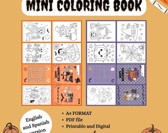 Mini-Halloween-Malbuch | Mini-Halloween-Malbuch | Partygeschenke für Kinder | Digitaler Download