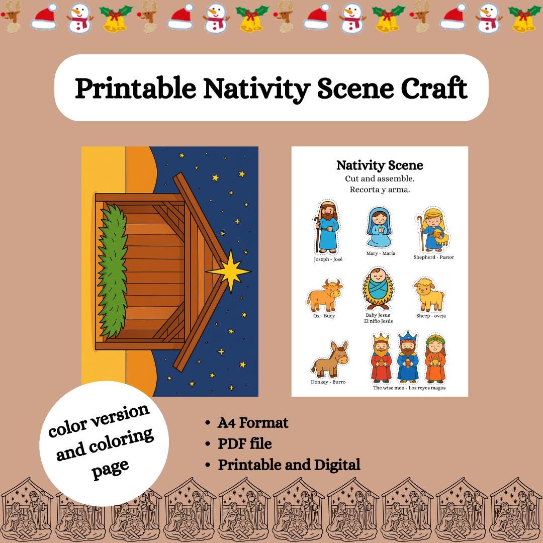 Printable Nativity Scene Craft | Cut and Assemble Christmas Manger ...
