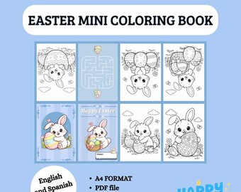 Easter Mini Coloring Book | Cute Bunny Coloring Pages | Kids Printable Activity | Digital PDF
