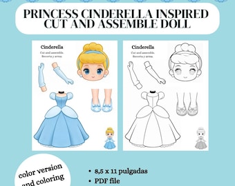 Cinderella Inspired Paper Doll | Cut and Assemble Printable | Kids Craft Activity
