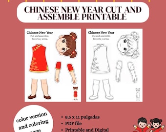 Chinese New Year Cut and Assemble Printable | Kids Paper Doll Craft