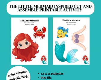 The Little Mermaid Inspired Cut and Assemble Printable Activity | DIY Paper Doll Craft