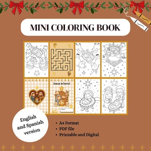Jesus is born! mini christmas coloring book | Nativity printable activity for kids | Nacimiento de jesus para niños