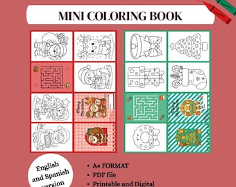 Christmas coloring mini book | Mini Christmas coloring book | Digital download | Christmas activity for kids