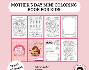 Mother's Day Mini Coloring Book for Kids | Printable Mother's Day Activity Book | Mom Coloring Pages