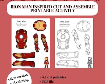 Iron Man Inspired Cut And Assemble Printable Activity | Printable Superhero Activity for Kids | DIY Paper Toy |