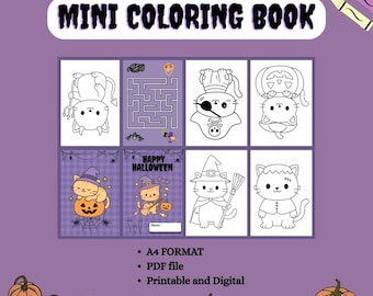 Mini-Halloween-Malbuch | Mini-Halloween-Malbuch | Digitaler Download | Halloween-Aktivität für Kinder