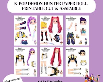 K-Pop Demon Hunter Paper Dolls Bundle Printable | 12 Pages Digital Download | Cut and Assemble Dolls