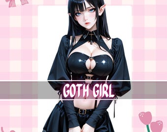 Goth Girl PNGTuber Model: 2 Expressions, Ready to Stream