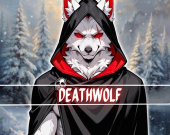DeathWolf Furry PNGTuber Model: 1 Expression, Ready to Stream, Furry
