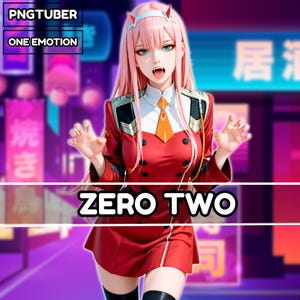 Zero Two PNGTuber Modell: 1 Ausdruck, Bereit zum Streamen, Anime PNGTuber