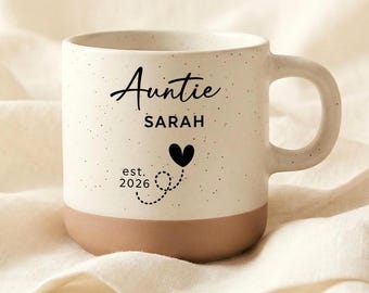 Taza personalizada para tía, regalo para quien se convierte en tía, taza para anunciar el embarazo de la futura tía, regalo personalizado de taza de café