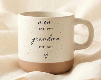 Taza de cerámica para abuela primeriza, regalo de anuncio de madre a abuela, taza de café personalizada para mamá abuela, recuerdo de revelación de embarazo para ella
