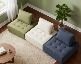 Sofá modular de espuma personalizado para hogares modernos. Sofá seccional suave y seguro para niños. Elija el color para cada asiento cuadrado. Asientos modernos para sala de estar.