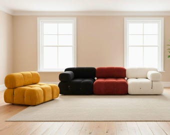 Modern Modular Tufted Sofa Custom Made to Order The Forma Sofa Sculptural Curved Design Luxury Deep Seat Statement Piece for Living Room