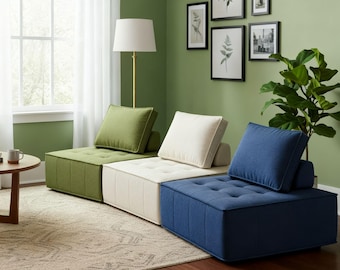 Sofá modular personalizado: color seccional personalizado, asiento decorativo seguro para niños en la sala de estar.