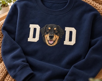 Personalized Dog Dad Embroidered Sweatshirt Custom Pet Portrait Crewneck Owner Birthday Fathers Christmas Gift