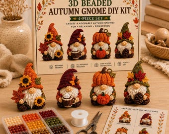 3D Perlen Wichtel DIY Kit, 4-teiliges Bastelset, anfängerfreundliches Perlenprojekt, Mini handgefertigtes Dekorgeschenk