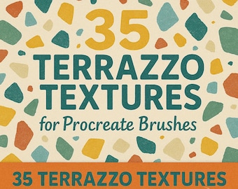 35 Terrazzo Brushes for Procreate, Seamless Speckled Pattern Brushes for iPad Digital Art, Realistic Terrazzo Texture, Modern Surface Design