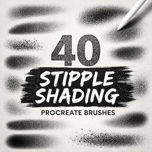 40 Stipple-Shading-Pinsel für Procreate, Punkttextur-Paket, Rausch- und Körnungs-Shader-Set, Grunge-Kunstwerkzeuge für iPad-Illustrationen, Tattoo-Stempel