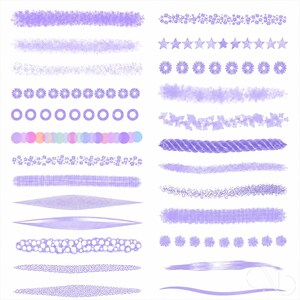 30 Kawaii Cute Procreate Brushes, Cute Decorative Stamps Lines for Digital Illustration, Journaling, Stickers & Creative Art on iPad, Manga image 2