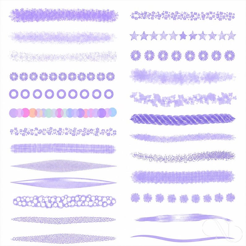 30 Kawaii Cute Procreate Brushes, Cute Decorative Stamps Lines for Digital Illustration, Journaling, Stickers & Creative Art on iPad, Manga image 2