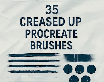 35 Creased Up Procreate Brushes, Fold Crease Texture Brush, Distress Cracks Watermark Stamps, Paper Texture Procreate Brush Set, watercolor