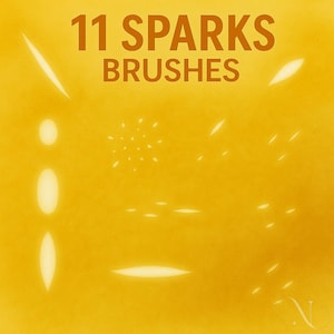 11 Sparks Effects Procreate Brushes, Glowing Fire, Ember, Light Burst, Spark Stamp Brushes for Digital Art, iPad Illustration, Neon Texture