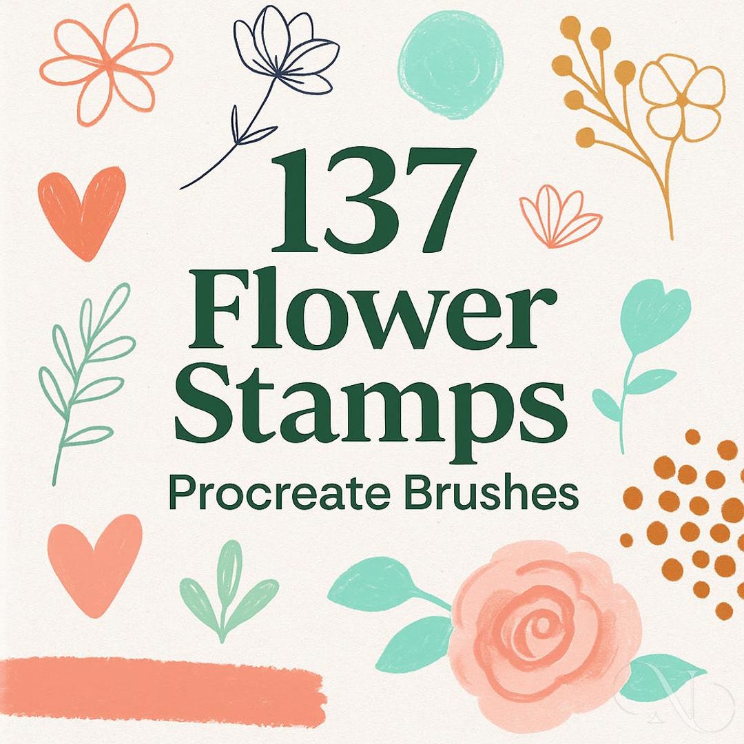 137 Flower Stamps Procreate Brushes, Botanical & Rose Stamps for Cards ...