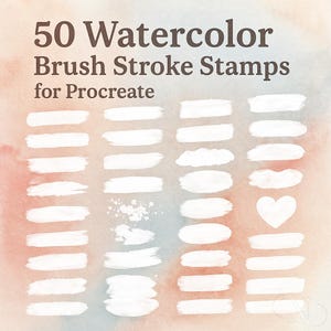 50 Watercolor Strokes Stamps Procreate Brushes, Realistic Watercolor Stamp Brush Set, Splash, Splotches, Abstract Painting Procreate Brushes