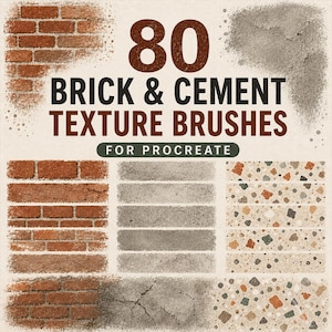 80 Bricks and Tiles Brushes for Procreate – Realistic brick wall, Cement texture brush set digital artists, architects designers, Terrazzo