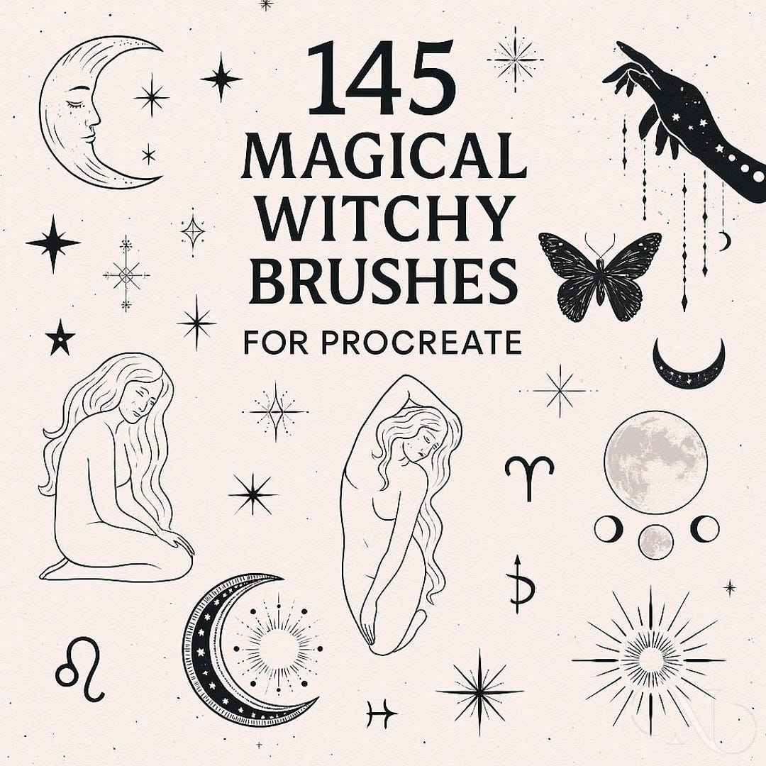 145 Magical Witchy Procreate Brushes, Mystical Celestial Stamps for ...