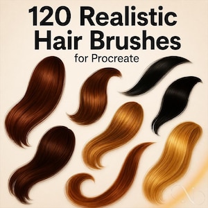 120 pincéis de cabelo para Procreate, conjunto de pincéis de textura de cabelo realista para retratos, personagens, artistas de ilustração digital no iPad, penteado afro