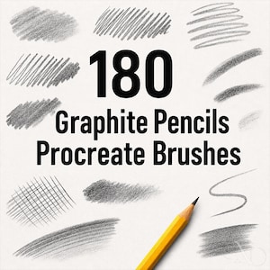180 Graphite Pencils Brushes for Procreate – Realistic pencil, sketch, and shading brush set for artists, illustrators and digital designers
