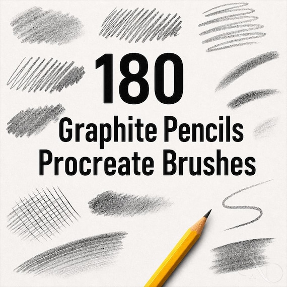 180 Graphite Pencils Brushes for Procreate – Realistic pencil, sketch, and shading brush set for artists, illustrators and digital designers