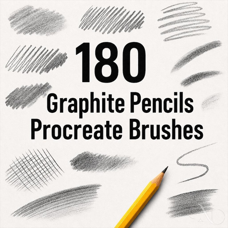 180 Graphite Pencils Brushes for Procreate – Realistic pencil, sketch, and shading brush set for artists, illustrators and digital designers