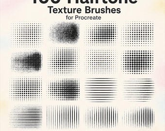 100 Halftone Procreate Brushes Stamps, Clean and Dirty Comic Dot Brushes, Retro Pop Art, Manga Shading, Graphic Novel Tattoo Illustration