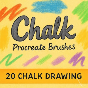 20 Chalk Texture Procreate Brushes, Realistic Dusty Chalk Lettering & Shading Strokes, Pressure-Sensitive Drawing, iPad Lettering Stamps