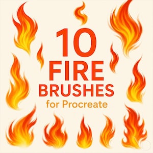10 Fire Effects Procreate Brushes Stamps, Realistic Flame Effect Brushes iPad Digital Art, Hot Fire Drawing, Burning Flame Texture Procreate