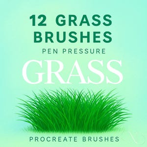 12 Grass Textures Procreate Brushes Stamps, Realistic Grass Texture Pen Pressure Brush Set for Digital Art, Landscapes & Nature Illustration