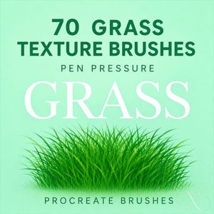70 Grass Textures Procreate Brushes Stamps, Realistic Grass Texture Pen Pressure Brush Set for Digital Art, Landscapes & Nature Illustration