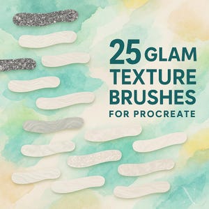 25 pinceles de textura glamorosa para Procreate, juego de pinceles de estampado con patrones sin costuras, pinceles de textura abstracta con brillo, grano y mármol, arte digital para iPad