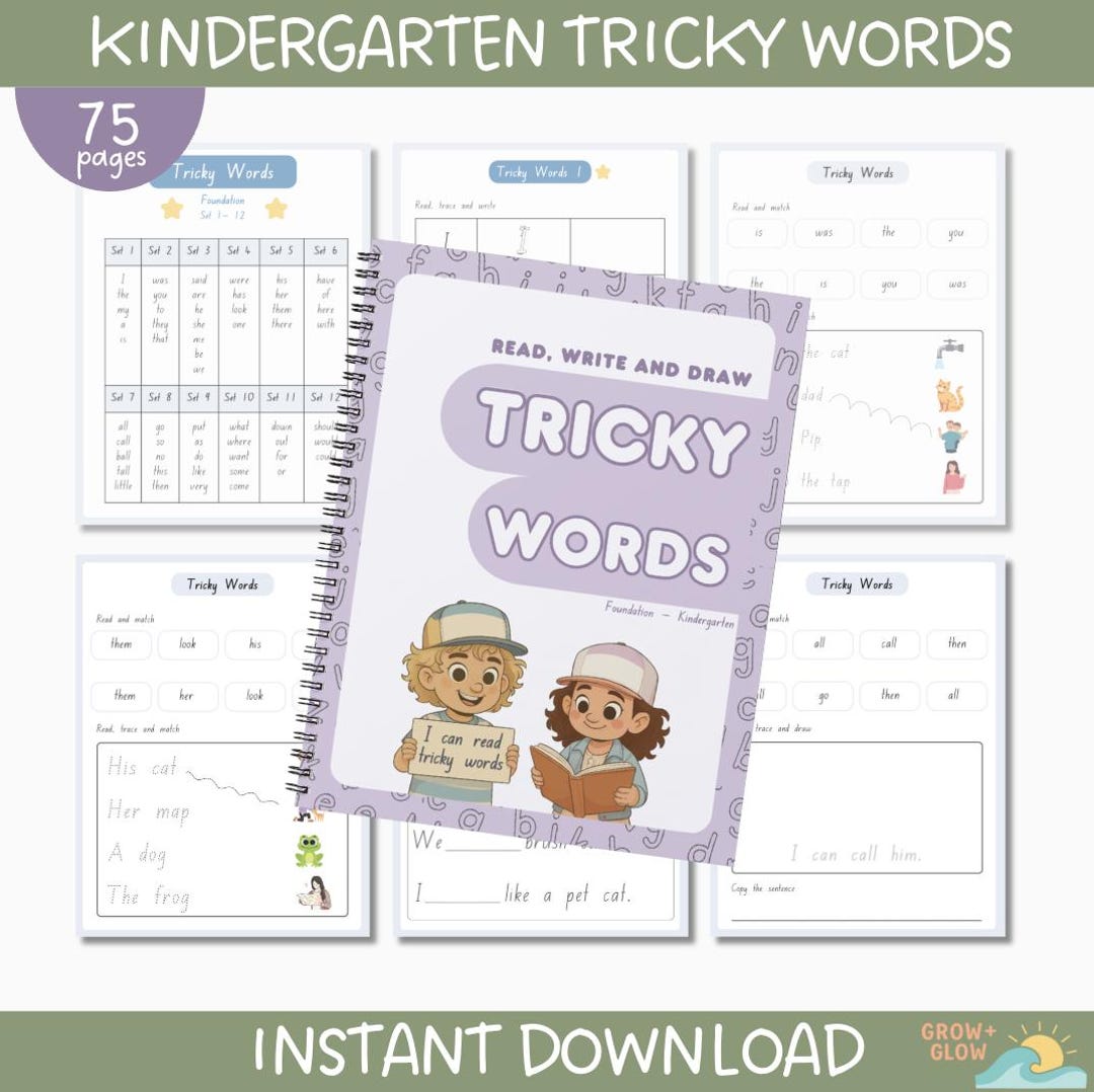 Tricky Words Workbook Foundation Kindergarten Pre-school Read, Write ...