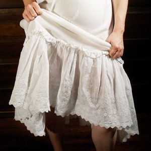 White Cotton Long Petticoat Slip with Eyelet Lace Maxi Slip | Etsy