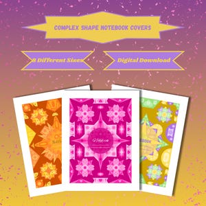 Portadas para cuadernos con formas complejas: Papelería imprimible y colorida para hacer tú mismo (tamaño de papel A4, etc.) - ¡Descarga digital!