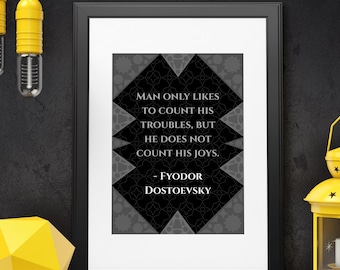 Fyodor Dostoevsky Joy Quote, Printable Wall Art, Motivational Poster, Home & Office Decor (Digital Download)
