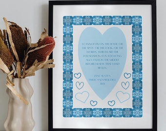 Jane Austen Book Quote Print, Pride and Prejudice, Mr. Darcy, Home Decor (Digital Download)