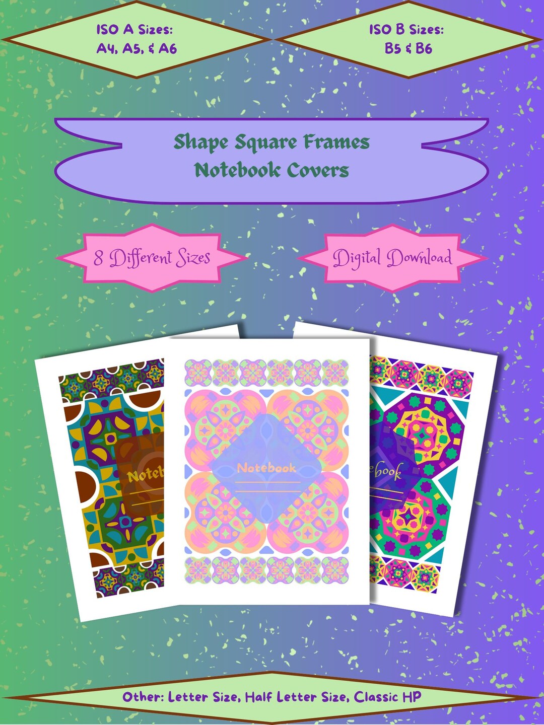Notebook Frame Pinterest Shape Square Frames Notebook Covers: Colorful Printable DIY Stationery ...