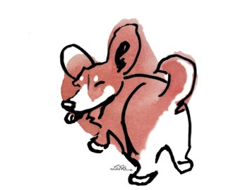 Corgi Art Print, Modern Dog Art, Pembroke Welsh Corgi Artwork, Dog Blob Series