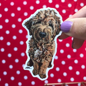Sticker Golden Doodle, sticker chien en vinyle découpé 3", sticker Goldendoodle, imperméable pour gourdes, tablettes et ordinateurs portables, haute qualité